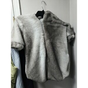 Hooded Soft Baby Bundler with Front Zipper Grey Faux Fur Manhattan Kids Brand